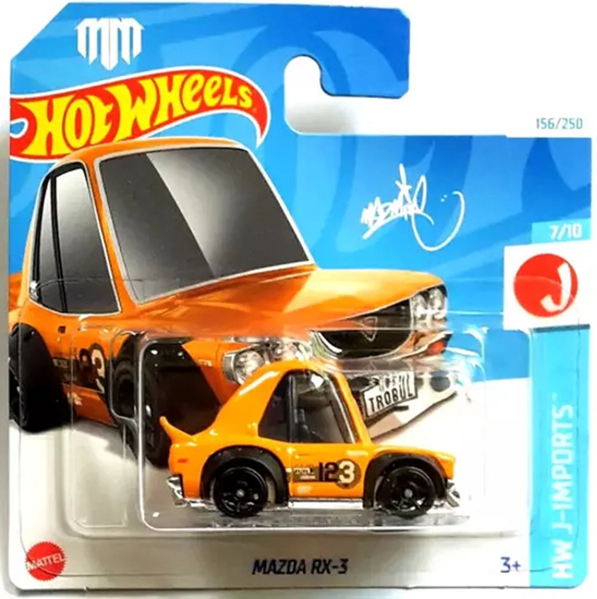 MAZDA RX-3 156/250 1:64 HW J-IMPORTS 7/10 från Hot Wheels i Orange – produktbild
