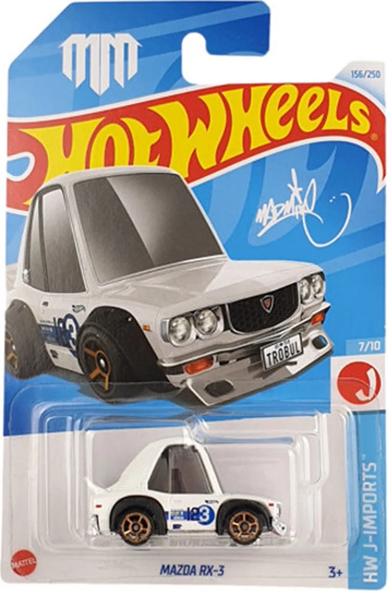 MAZDA RX-3 WHITE 156/250 HW J-IMPORTS 7/10 (SIGNATURE MAD MIKE) by Hot Wheels in White sign mad mike – product photo