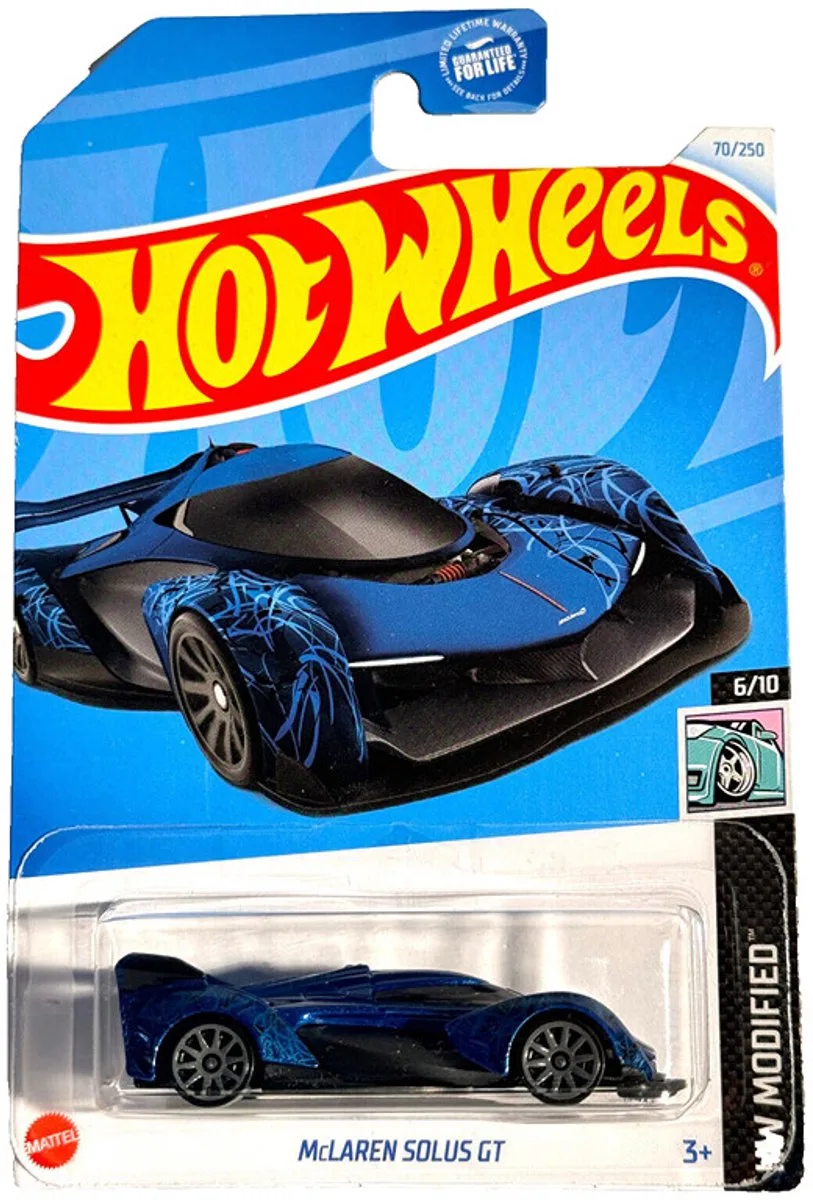 McLaren Solus GT 70/250 HW MODIFIED 6/10 1:64 van Hot Wheels in Blauw – productfoto