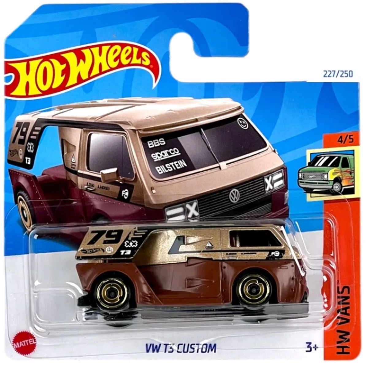 Merkloos VW T3 Custom Van Modelauto Schaal 1:64 fra Hot Wheels i Wielokolorowy – produktbillede
