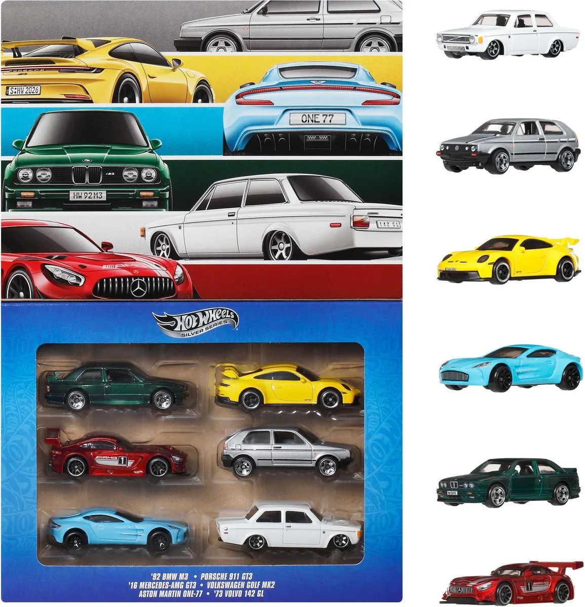 Metalen Speelgoedauto's - Set van 6 Euro Style Voertuigen från Hot Wheels i 6 Euro Style Voertuigen – produktbild