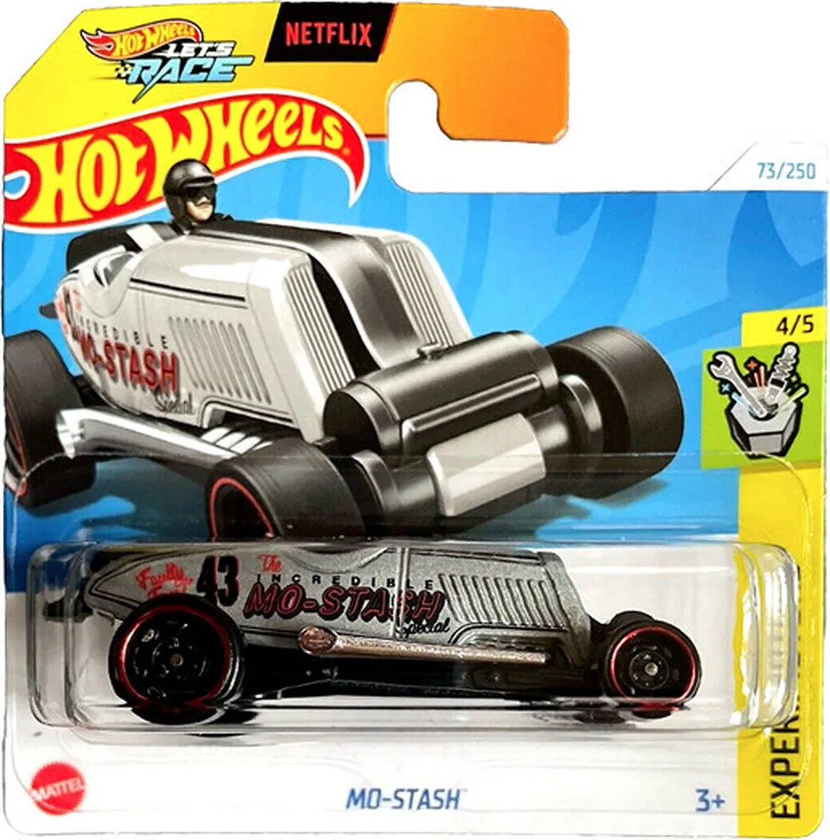 MO-STASH 43 73/250 HW EXPERIMOTORS 4/5 1:64 van Hot Wheels in Zilver, Zwart – productfoto