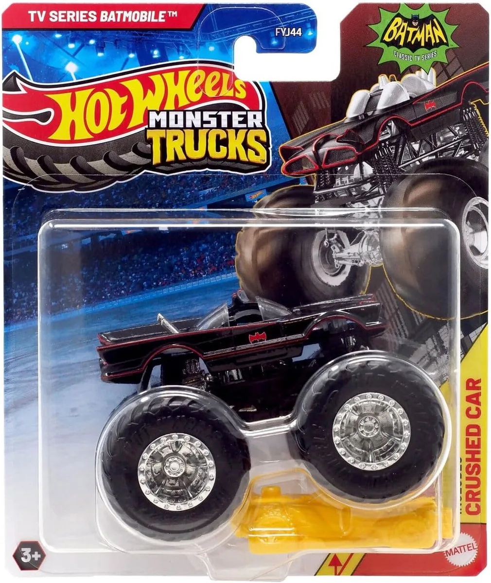 Monster Jam truck Batmobile tv serie batman - monstertruck 9 cm schaal 1:64 från Hot Wheels i Vit – produktbild
