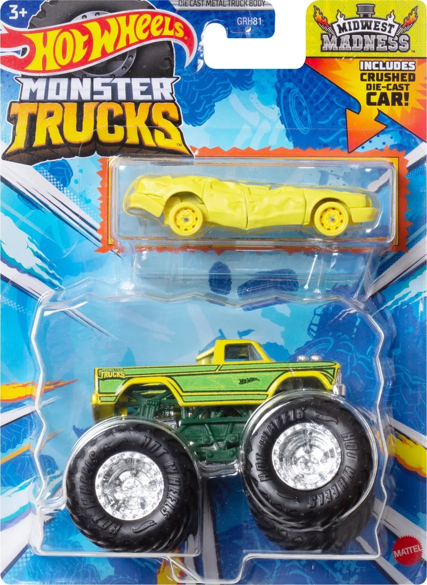Monster Jam truck Midwest Madness - monstertruck 9 cm schaal 1:64 van Hot Wheels in Meerkleurig – productfoto