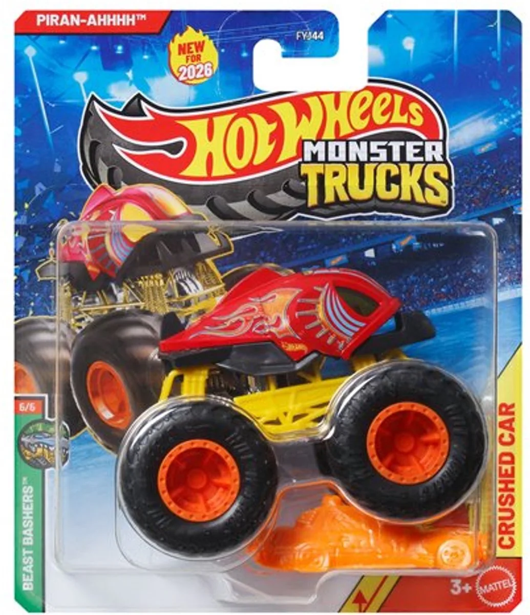 monster jam truck Piran-ahhhh - monstertruck 9 cm schaal 1:64 by Hot Wheels in Piranha's – product photo