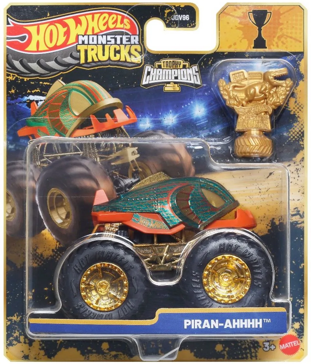 monster jam truck Piran-ahhhh- monstertruck 9 cm schaal 1:64 von Hot Wheels in Grün – Produktfoto