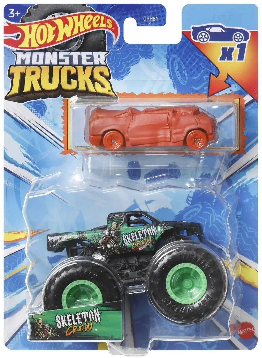 Monster Jam truck Skeleton Crew - monstertruck 9 cm schaal 1:64 von Hot Wheels in Mehrfarbig – Produktfoto