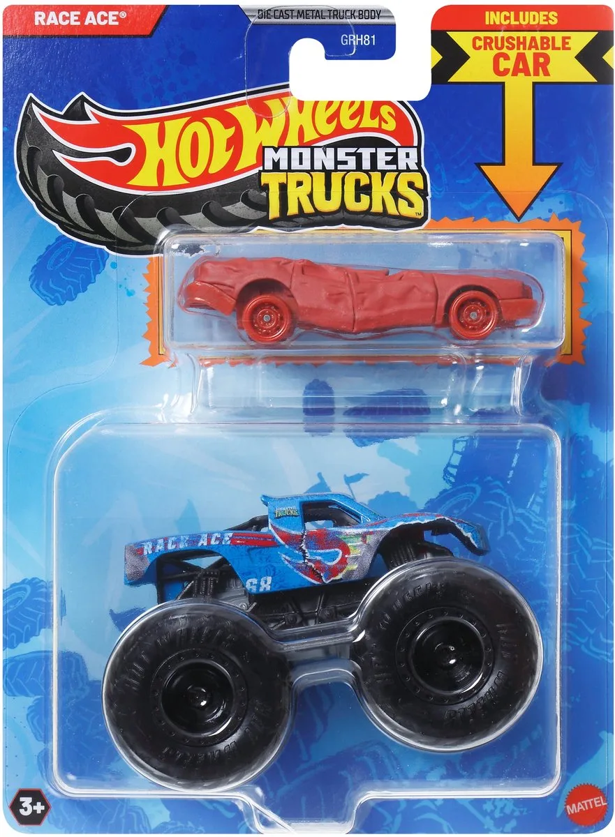 Monster Trucks Auto - Race Ace 2-delig inclusief kleine auto van Hot Wheels in Meerkleurig – productfoto
