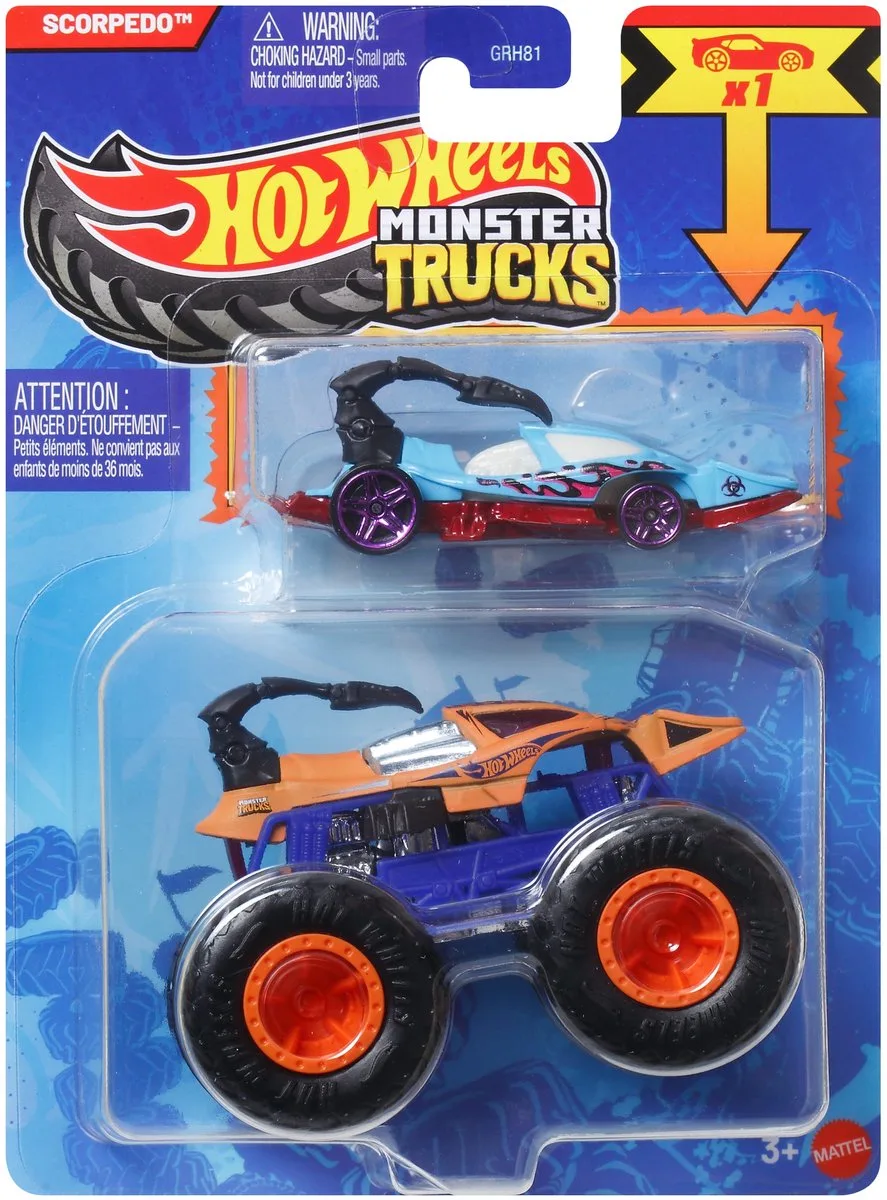 Monster Trucks Auto - Scorpedo 2-delig inclusief kleine auto van Hot Wheels in Meerkleurig – productfoto