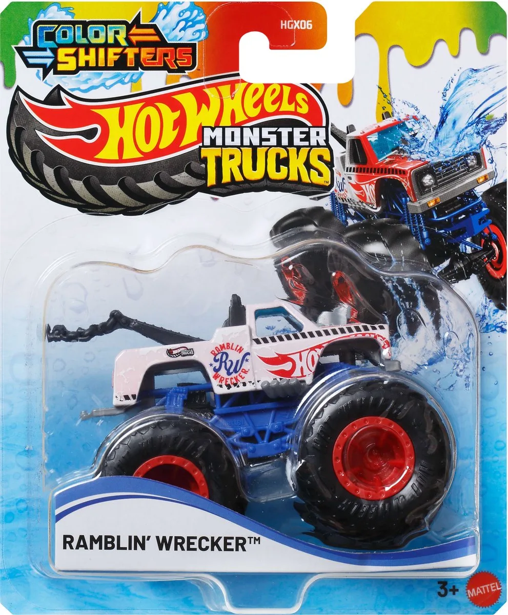 Monster Trucks COLOR SHIFTERS RAMBLIN' WRECKER Vehicle de Hot Wheels en Multicolore – photo du produit
