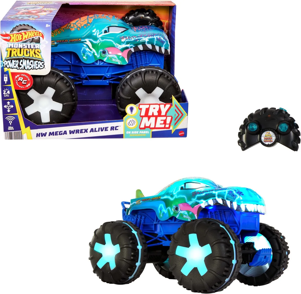 Monster Trucks Mega Wrex Alive RC Voertuig - 1:15 från Hot Wheels i Flerfärgad – produktbild