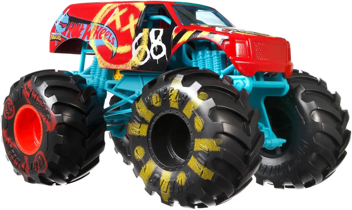 Monster Trucks Oversized Demo Derby voertuig - Schaal 1:24 - Metaal - Kunststof - 19 cm von Hot Wheels in Mehrfarbig – Produktfoto