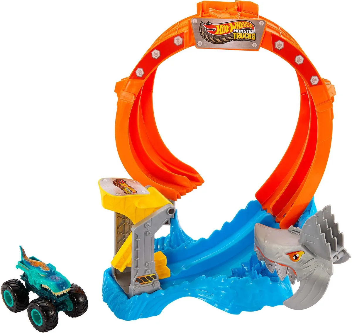 Monster Trucks SPIRAL SHARK SMASH von Hot Wheels in Mehrfarbig – Produktfoto