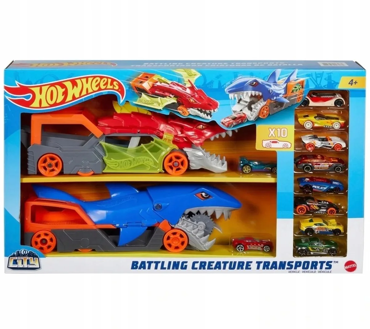 Monsterlijke Vrachtwagens + 10 Metalen Auto's de Hot Wheels en Multicolore – photo du produit