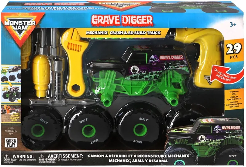 monstertruck Mechanix 1:18 Grave Digger speelgoedauto. från Hot Wheels i Flerfärgad – produktbild