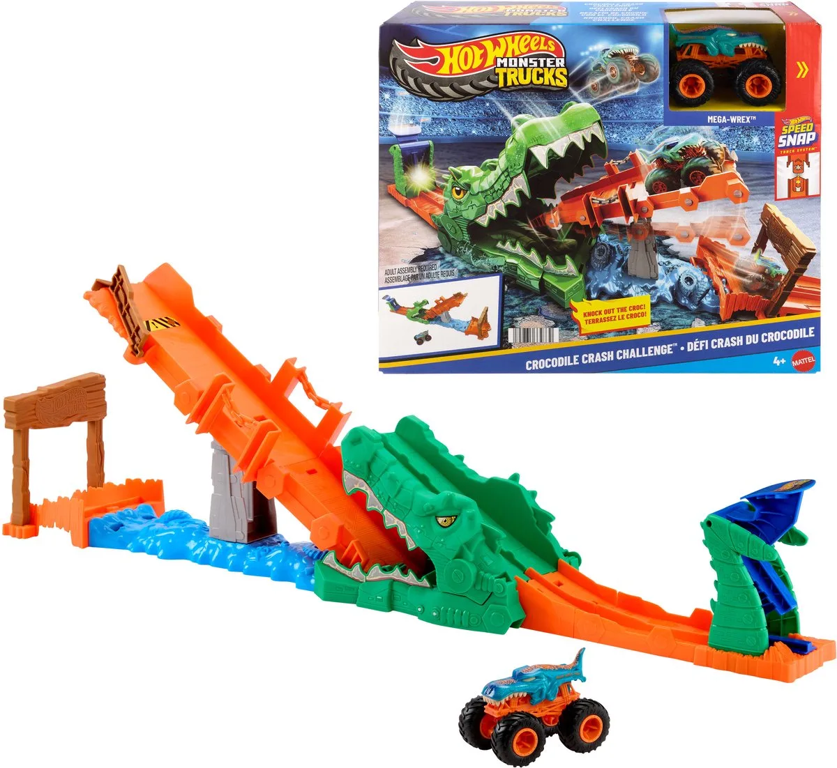 Autorennbahn Hot Wheels Monster Trucks Krokodil Crash Challenge von Hot Wheels in Krokodil Crash – Produktfoto