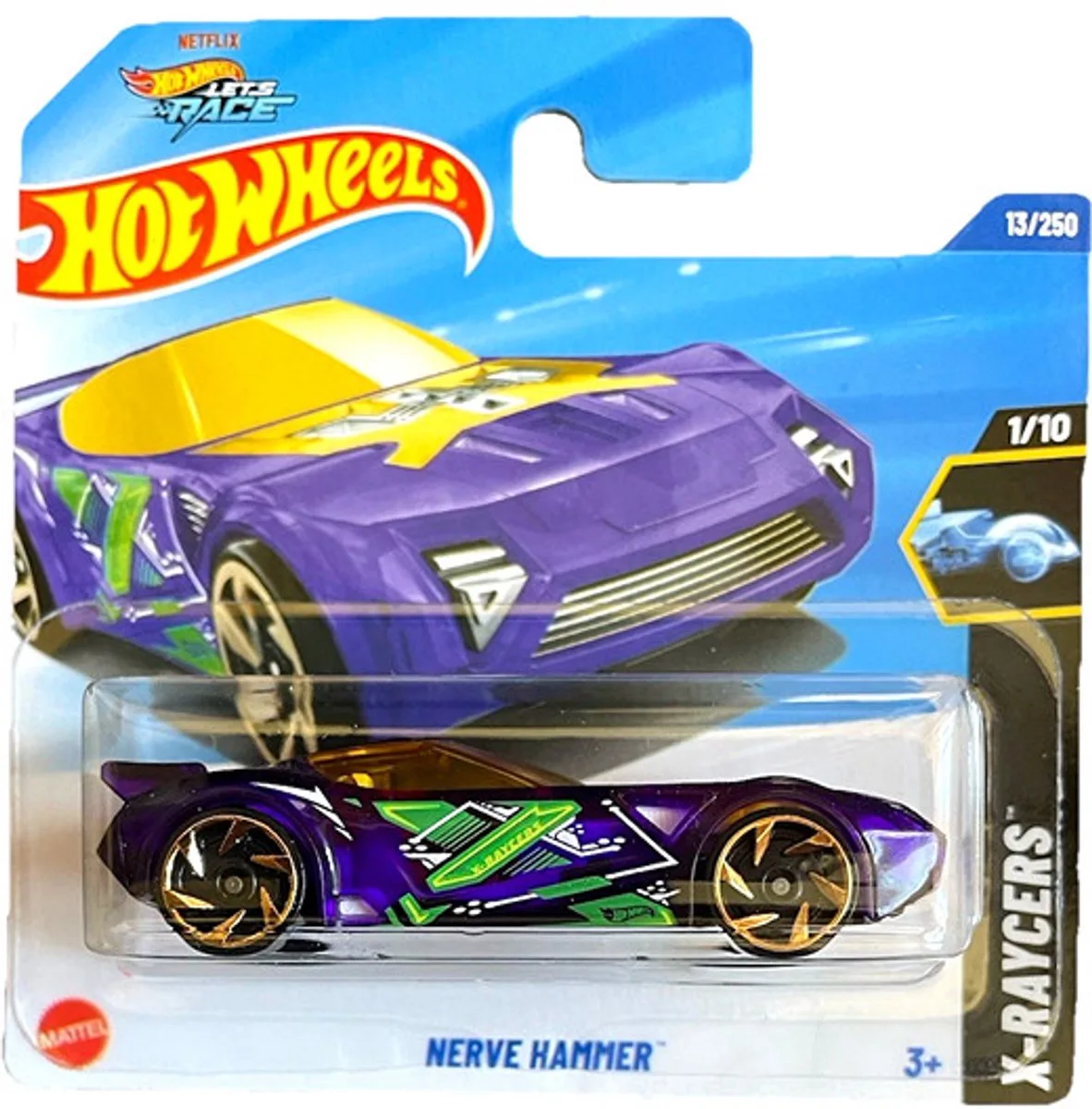 NERVE HAMMER 1:64 13/250 HW X RACERS1/10 SHORT CART 2025 van Hot Wheels in Purper x – productfoto