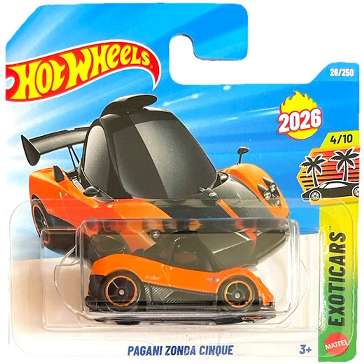 PAGANI ZONDA CINQUE 26/250 HW EXOTICARS 4/10 SHORT CARD 2026 van Hot Wheels in Black orange – productfoto