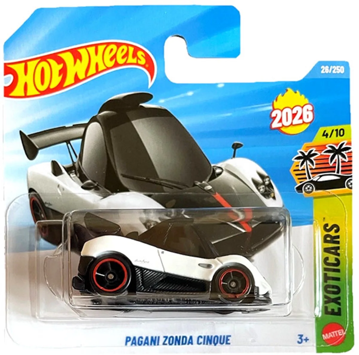 PAGANI ZONDA CINQUE 26/250 HW EXOTICARS 4/10 SHORT CART 2026 by Hot Wheels in Black white – product photo