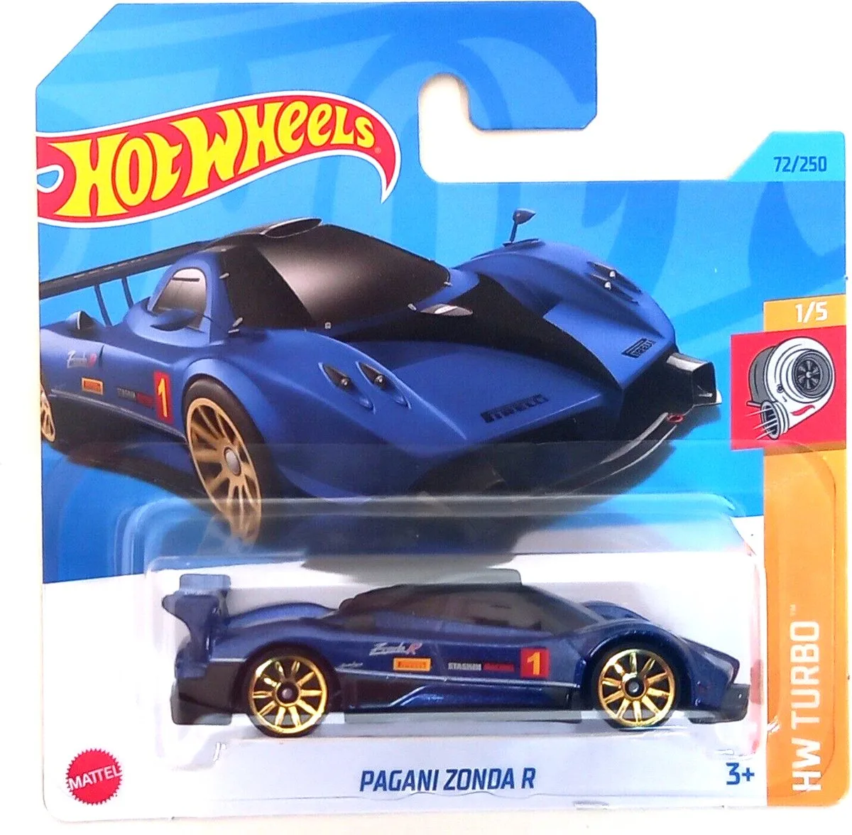PAGANI ZONDA R 72/250 HW TURBO 1/5 (1:64) van Hot Wheels in Blauw – productfoto