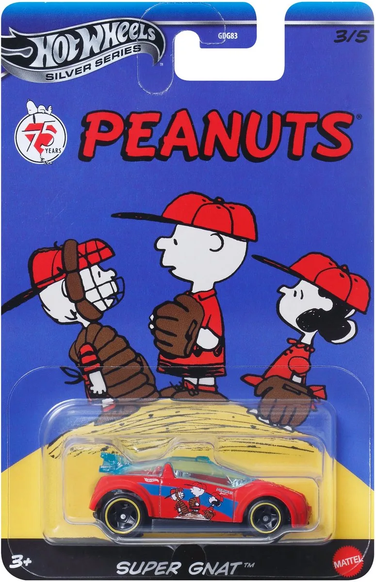 Peanuts Super Gnat JCB84 från Hot Wheels i Rood met blauwe accenten – produktbild