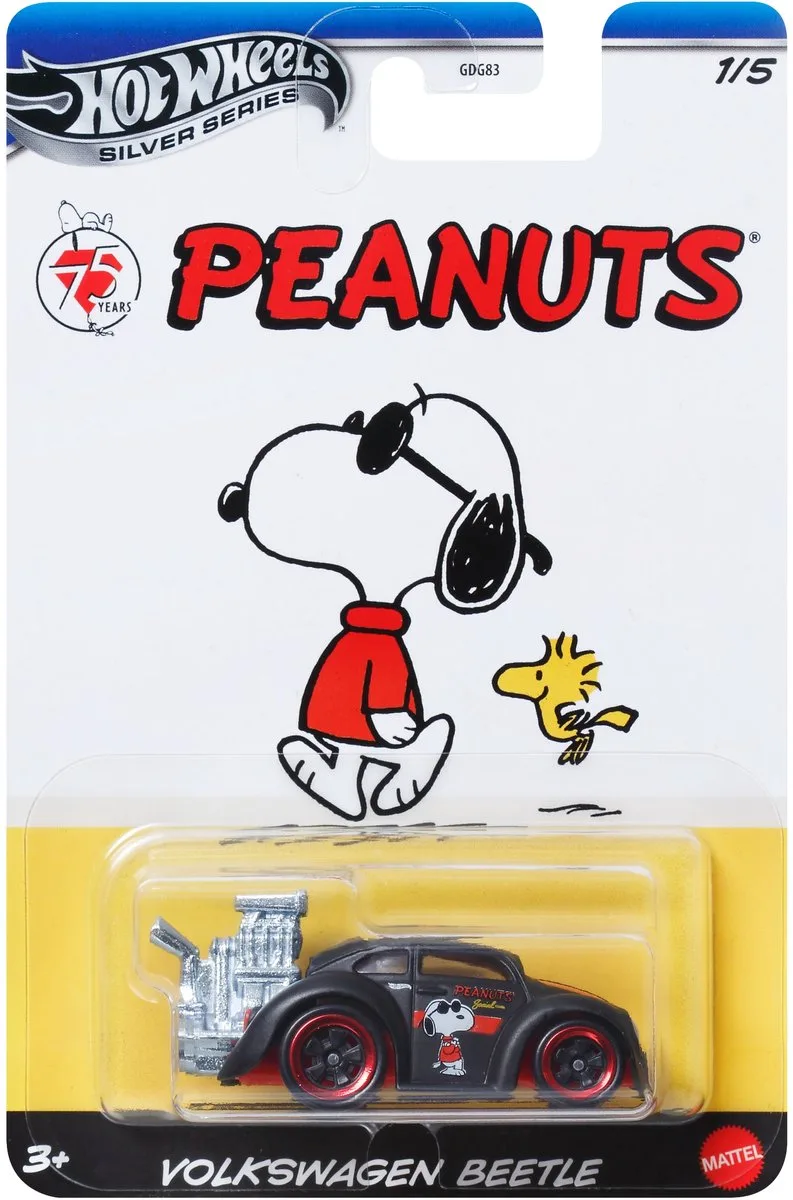 Peanuts Volkswagen Beetle JCB81 de Hot Wheels en Matt zwart en rode accenten – photo du produit
