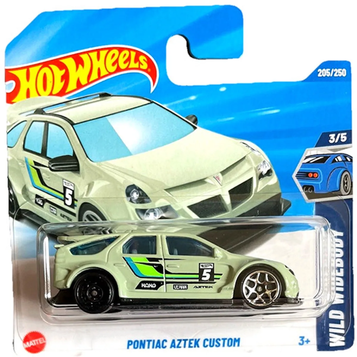PONTIAC AZTEK CUSTOM HONG 5 205/250 HW WILD WIDEBODY 3/5 SHORT CARD 2025 de Hot Wheels en Meadow green – photo du produit