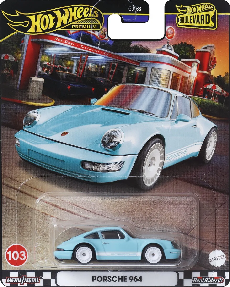 Porsche 964 Carrera | Boulevard | 1:64 HotWheels HRT73 von Hot Wheels in Hellblau, Weiß – Produktfoto