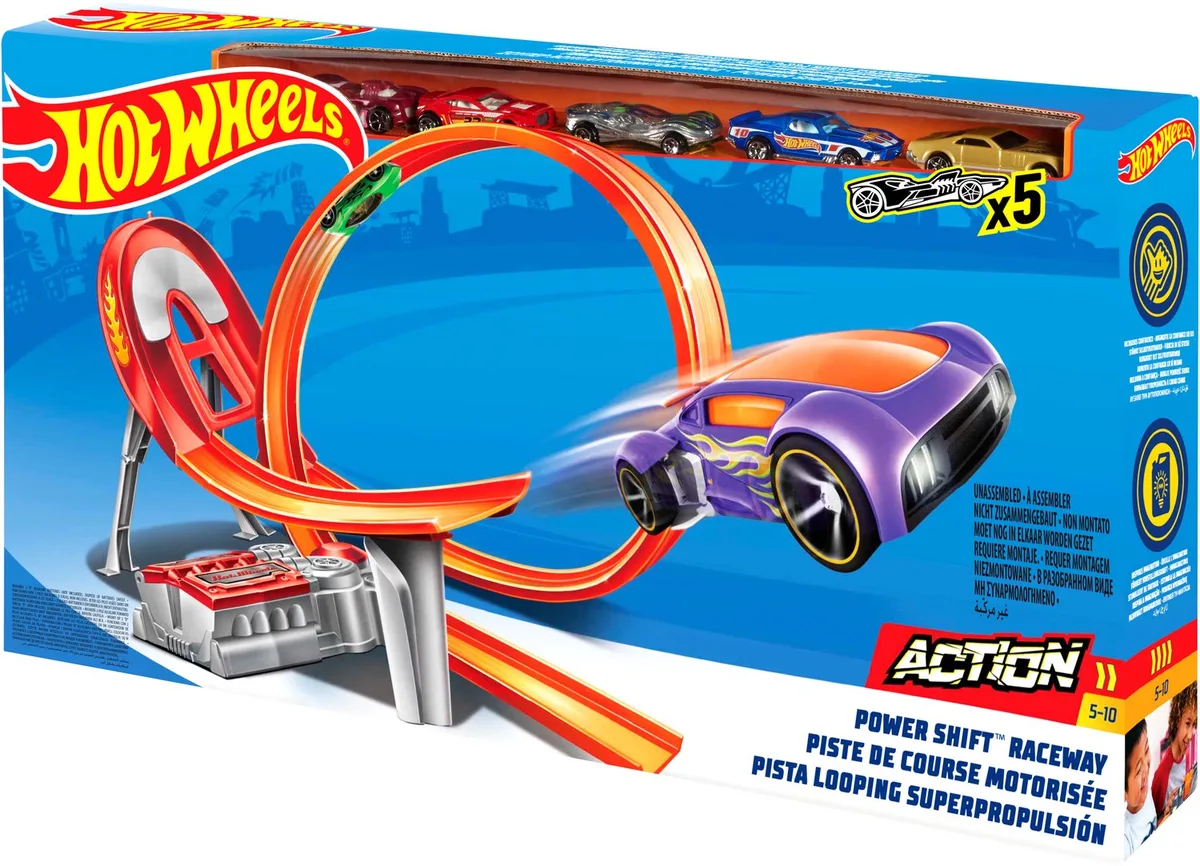 Power Shift Racebaan met 5 diecast de Hot Wheels en Multicolore – photo du produit