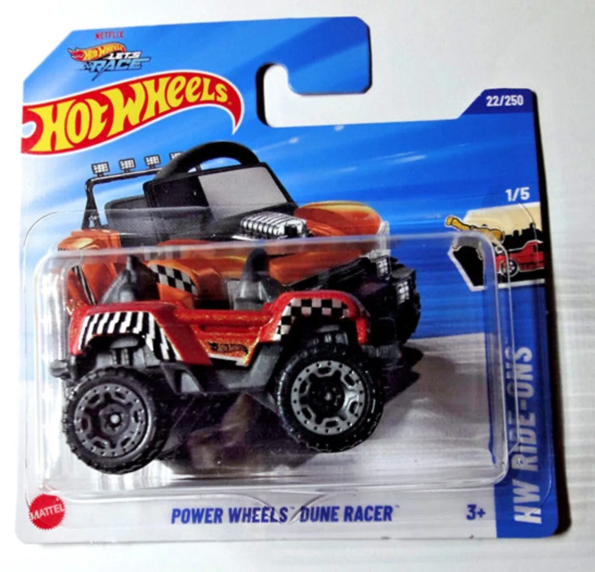 POWER WHEELS DUNE RACER 22/250 HW RIDE-ONS 1/5 SHORT CARD 1:64 de Hot Wheels en Orange – photo du produit
