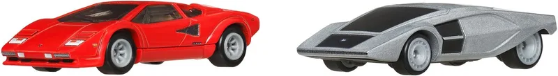 Premium Autocultuur, Set van 2, Speelgoedauto's voor de Volwassen Verzamelaar van Hot Wheels in Rood, Zilver – productfoto