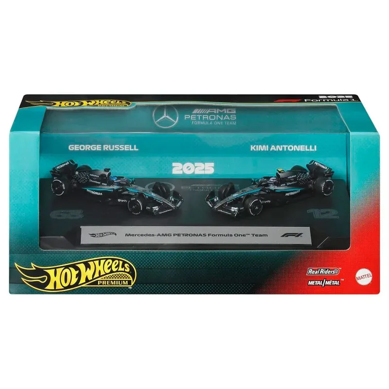 Premium Formula 1 set van 2 - AMG PETRONAS Formula 1 Team George Russell en Kimi Antonelli by Hot Wheels in AMG PETRONAS Formula 1 Team George Russell en Kimi Antonelli – product photo 6 of 6