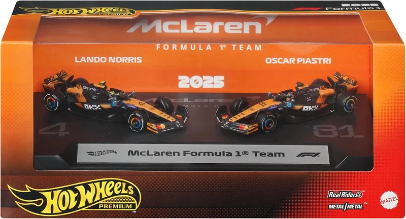 Premium Formula 1 set van 2 - McLaren Formula 1 Team Piastri en Norris by Hot Wheels in McLaren Formula 1 Team Piastri en Norris – product photo