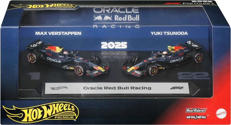 Premium Formula 1 set van 2 de Hot Wheels en Oracle Red Bull Racing Team Verstappen en Tsunoda – photo du produit