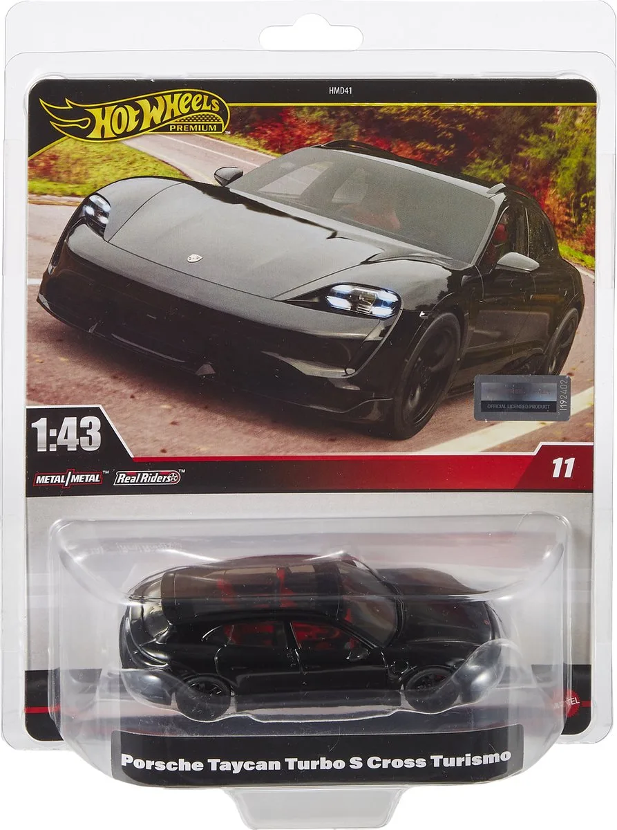 Premium Porsche Taycan Turbo S Cross Turismo - Speelgoedvoertuig van Hot Wheels in Zwart – productfoto