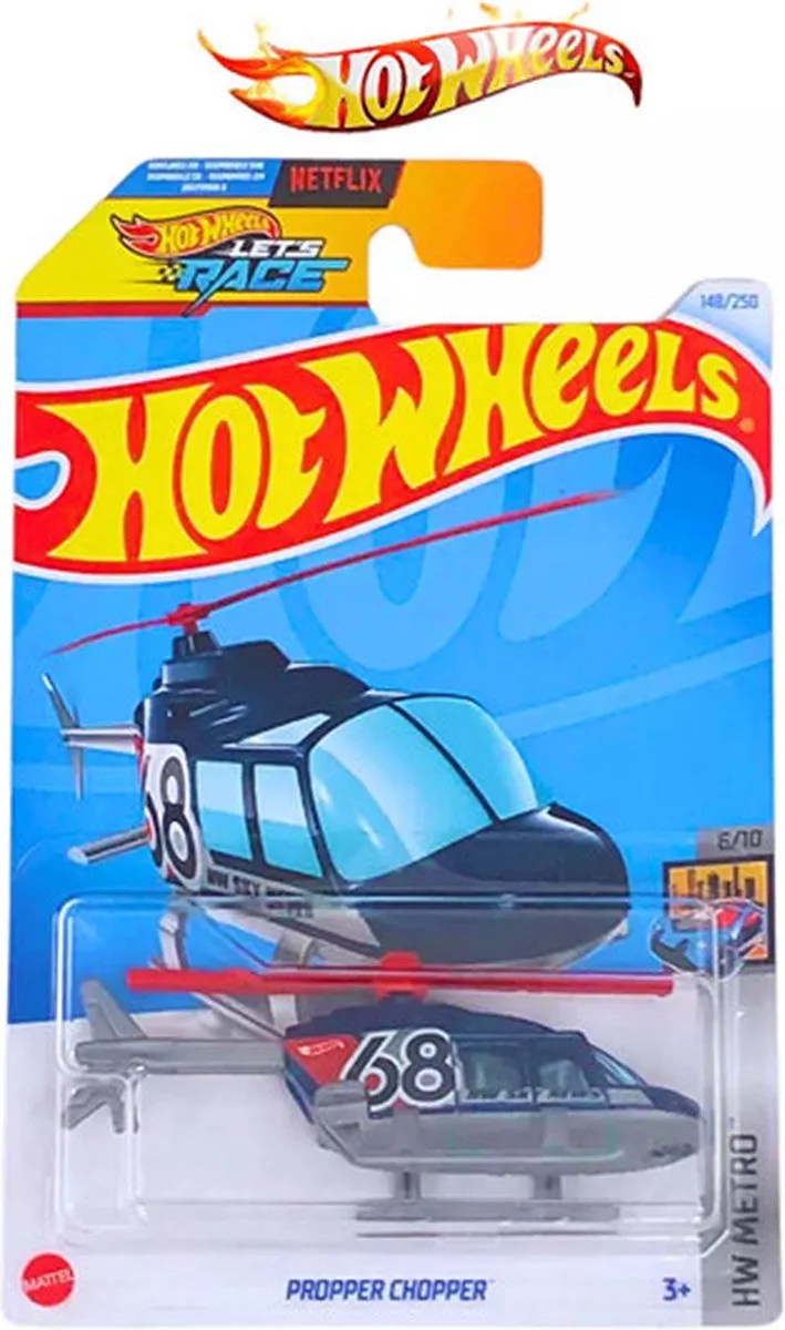 PROPPER CHOPPER 68 HELI 148/250 HW METRO 1:64 van Hot Wheels in Blauw – productfoto