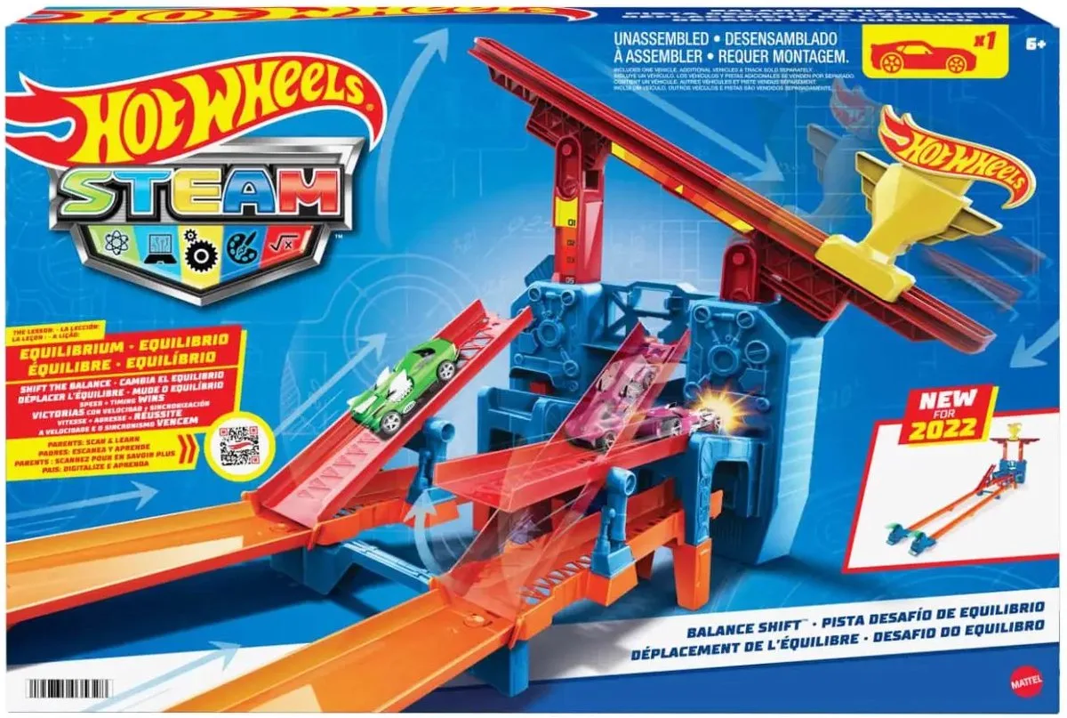 Racebaan Steam Balance Shift Speelset inclusief 1 auto de Hot Wheels en Orange – photo du produit