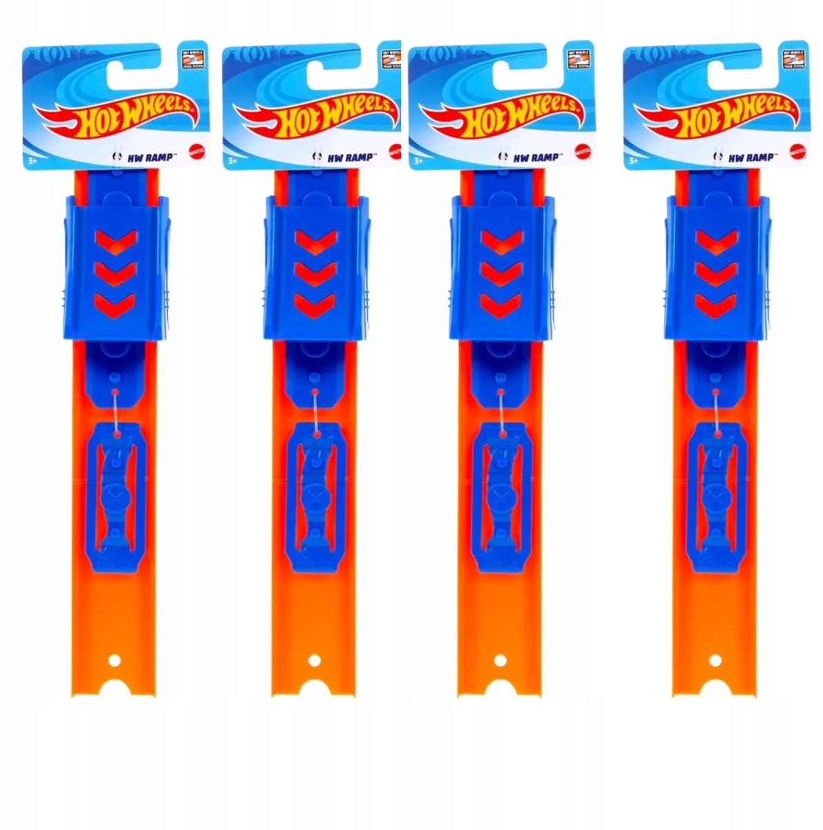 Racebaan Uitbreidingsset met 4 Rechte Rails en Rampen von Hot Wheels in Orange – Produktfoto