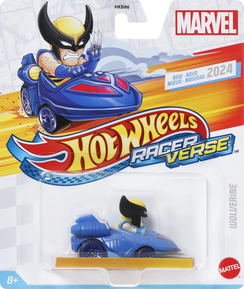 Racer Verse - Marvel - Wolverine - Wolverine - Raceauto - Schaal 1:64 fra Hot Wheels i Blå, Rød – produktbillede
