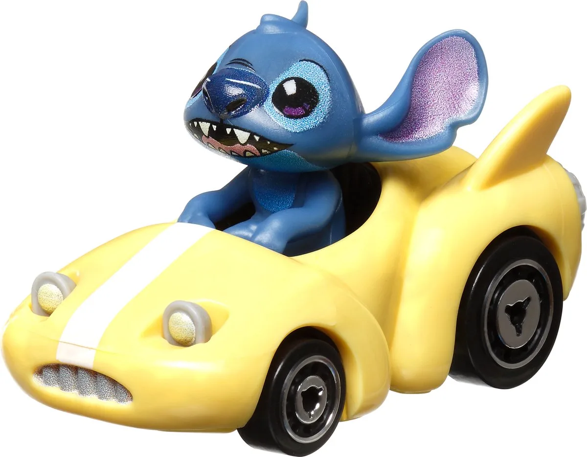 Racer Verse - Walt Disney - Lilo & Stitch - Stitch - Ruimteschip-auto - Schaal 1:64 van Hot Wheels in Zwart, Blauw, Roze, Geel – productfoto