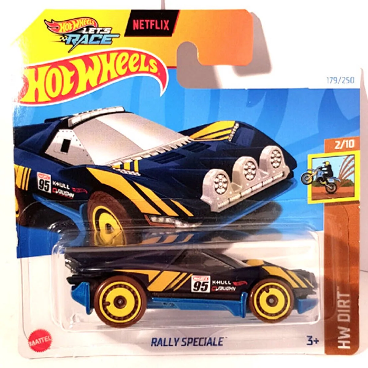RALLY SPECIALE BLACK/BLUE NETFLIX 179/250 1:64 HW DIRT 2/10 fra Hot Wheels i Black blue – produktbillede