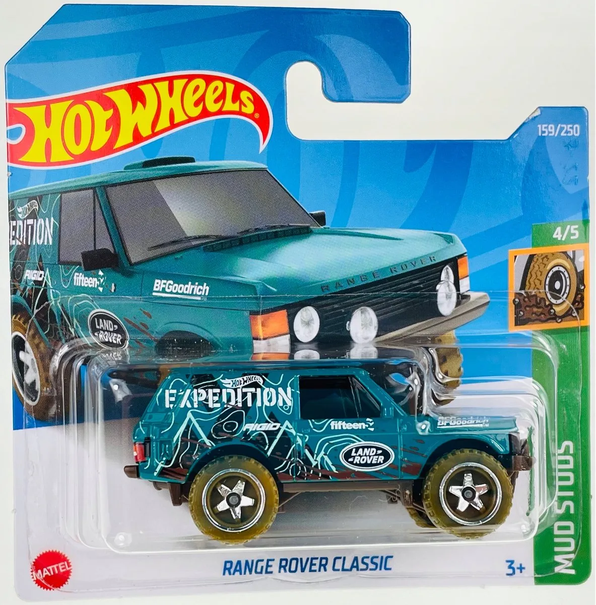 Range Rover Classic Mud Studs 1:64 - Blauw/Bruin fra Hot Wheels i Blå – produktbillede