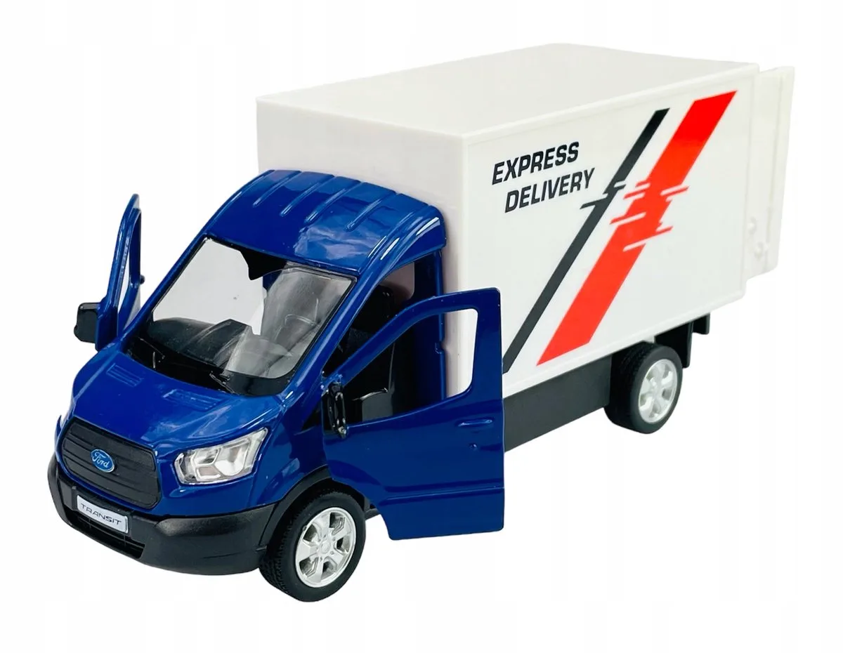 RMZ City Ford Transit Chassis Cabine Blauw Metaal Model 13,5cm van Hot Wheels – productfoto