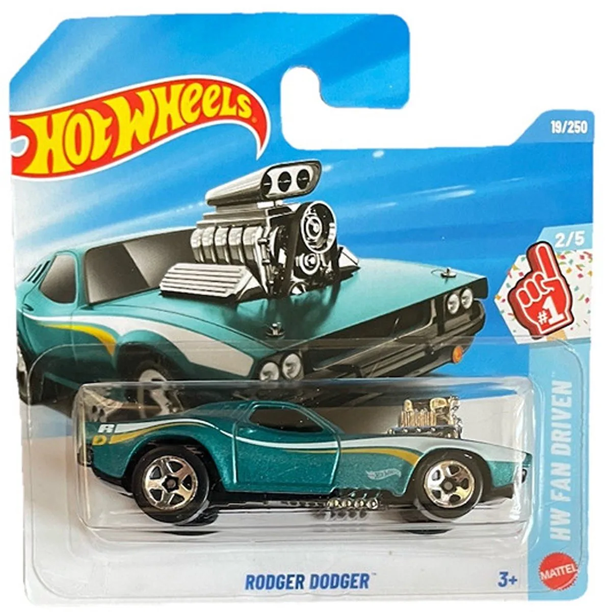 RODGER DODGER 19/250 HW FAN DRIVEN 2/5 SHORT CARD 2026 de Hot Wheels en Turquoise – photo du produit