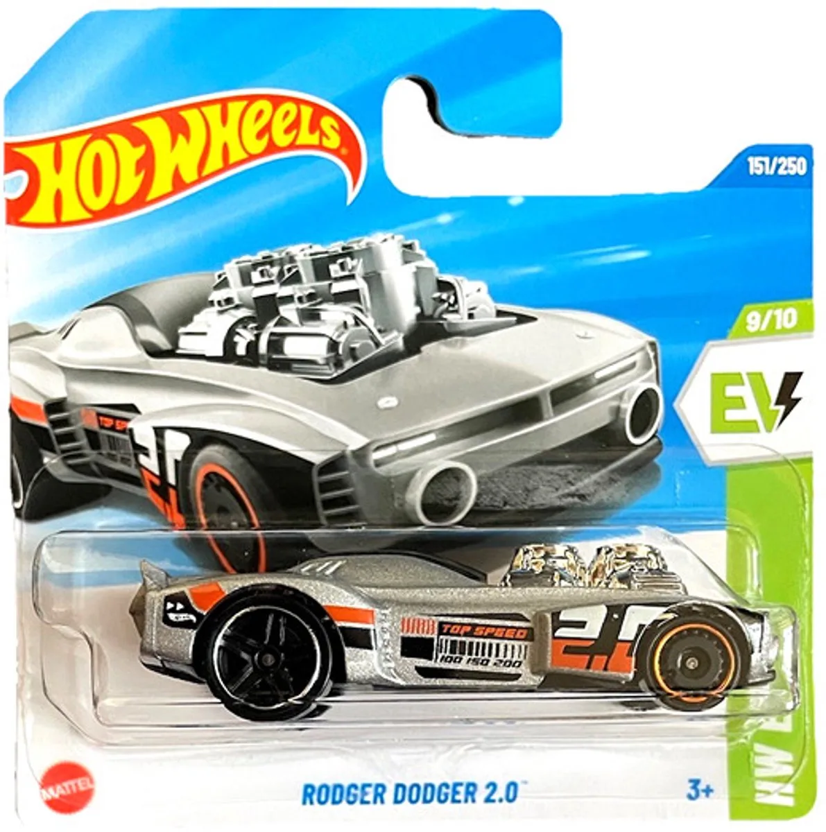 RODGER DODGER 2.0 1:64 48/250 HW EV 9/10 SHORT CARD 2025 de Hot Wheels en Chrome silber – photo du produit
