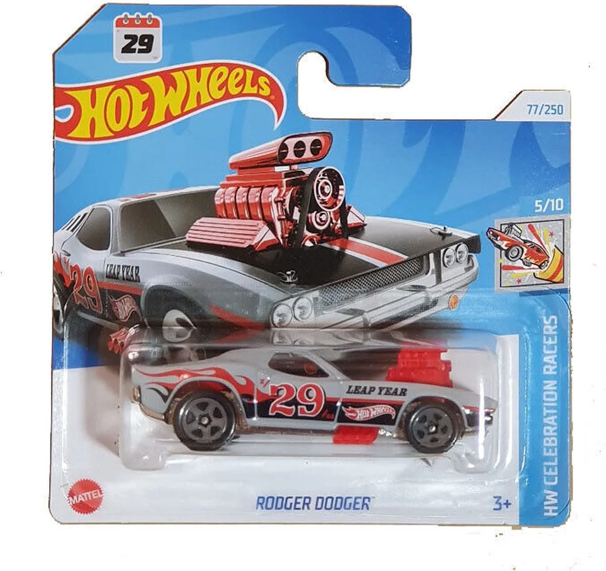 RODGER DODGER 29 77/250 (1:64) HW CELEBRATION RACERS 5/10 van Hot Wheels in Grijs – productfoto