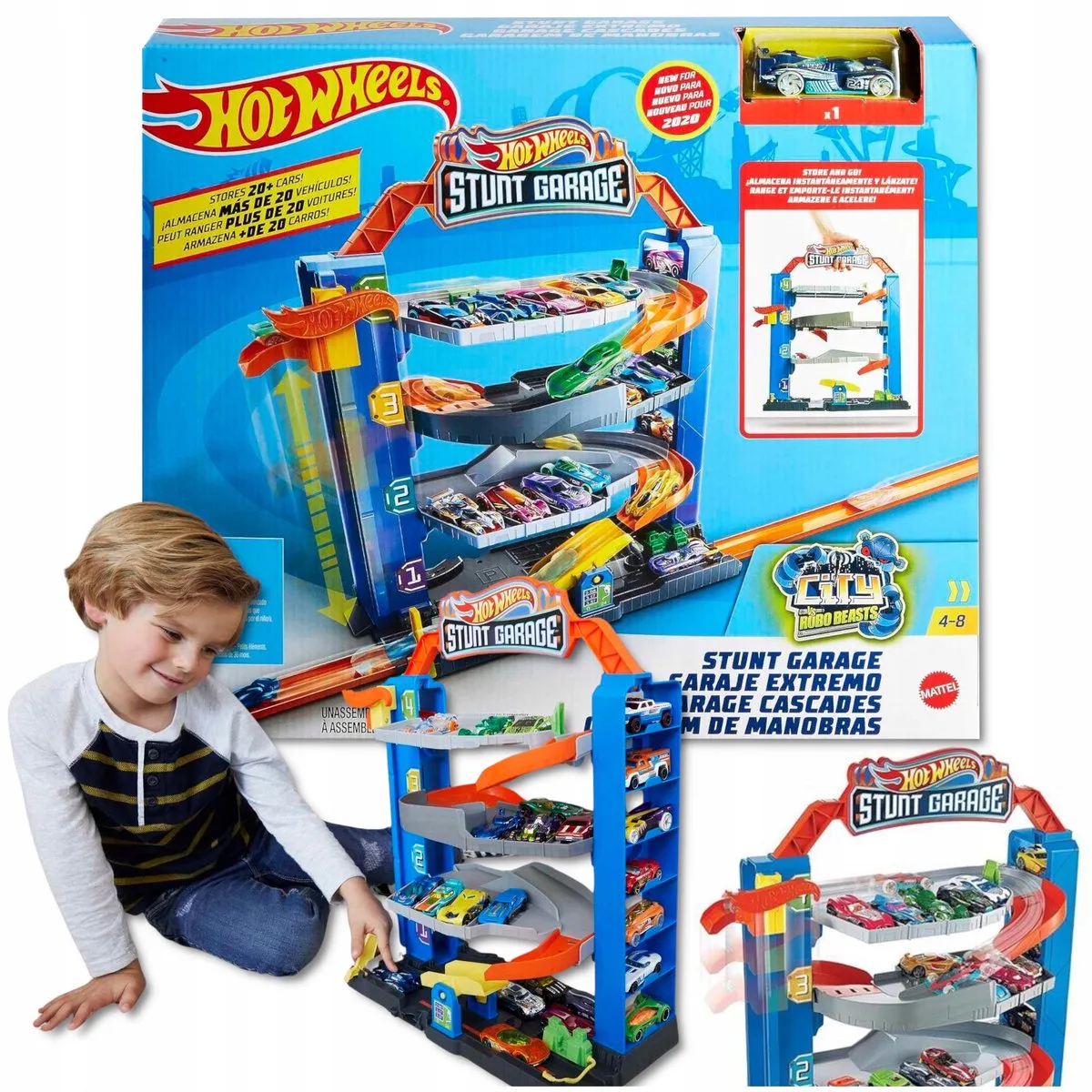 Rondell Garage met Lift - Draaiende Parkeergarage met 4 Niveaus van Hot Wheels – productfoto