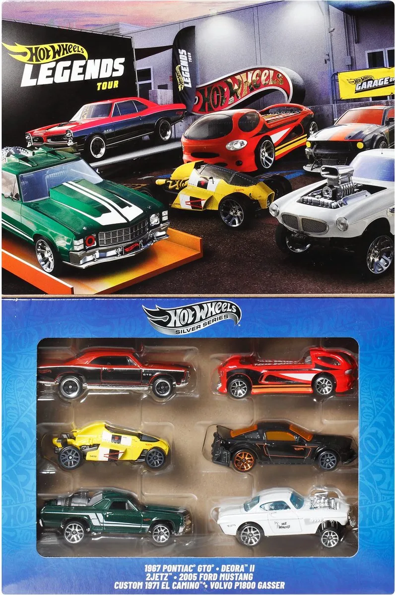 Set van 6 HW Legends Voertuigen (Stijlen Kunnen Variëren) van Hot Wheels in Meerkleurig – productfoto