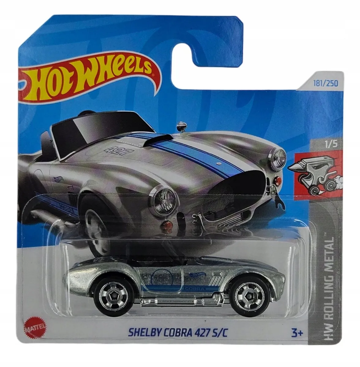 Shelby Cobra 427 S/C HTB53 - Metaal, Schaal 1:64 von Hot Wheels in Silber – Produktfoto