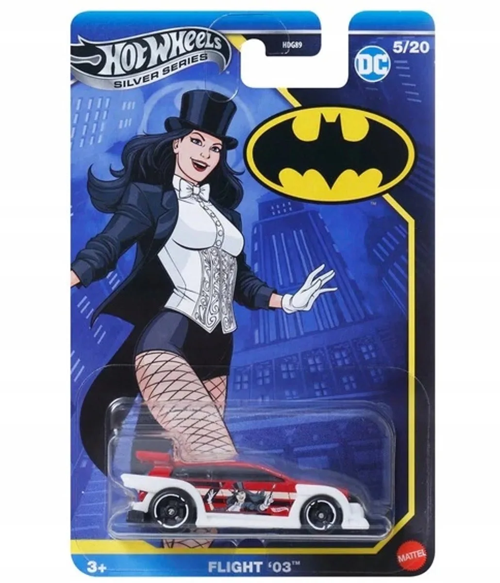 Silver Series DC Batman Vlucht '03 Auto 1:64 von Hot Wheels in Silber – Produktfoto